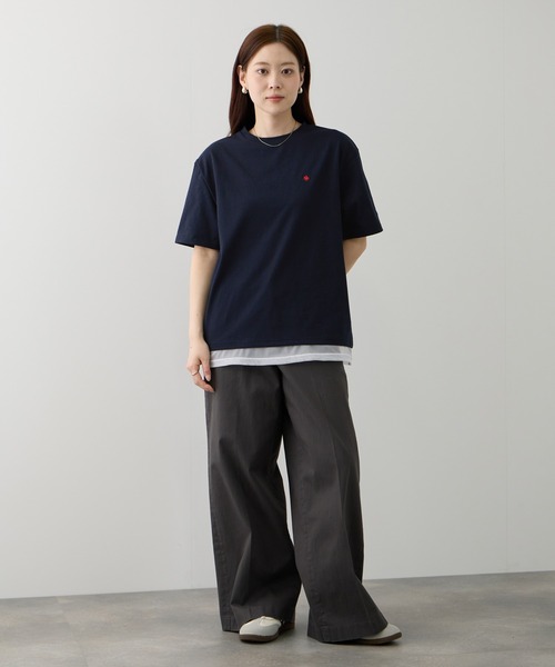 Mac-House（マックハウス）の「POLO BCS ワンポイント刺繍 チュールフェイクレイヤード オーバーサイズTシャツ（Tシャツ/カットソー・レディース・ネイビー/グレイッシュベージュ/ブラック・L/M）」の7枚目の写真