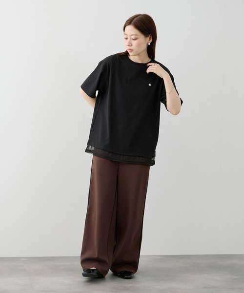 Mac-House（マックハウス）の「POLO BCS ワンポイント刺繍 チュールフェイクレイヤード オーバーサイズTシャツ（Tシャツ/カットソー・レディース・ネイビー/グレイッシュベージュ/ブラック・L/M）」の11枚目の写真
