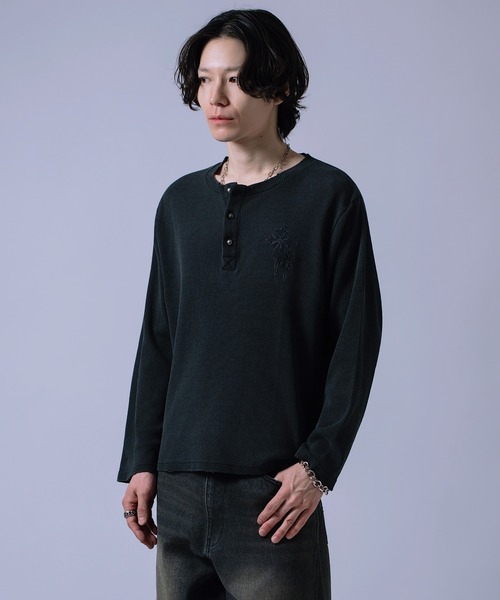 セール】クロス 刺しゅう ワッフル ロンT（Tシャツ/カットソー