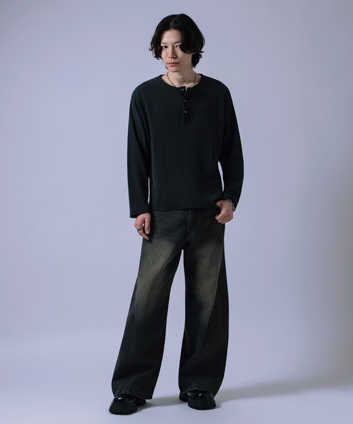 improves(インプローブス)の「クロス 刺しゅう ワッフル ロンT(Tシャツ/カットソー・メンズ・チャコール/ブラック/グレー・LARGE/MEDIUM)」の7枚目の写真