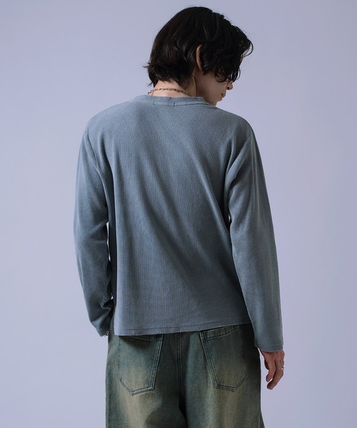 improves(インプローブス)の「クロス 刺しゅう ワッフル ロンT(Tシャツ/カットソー・メンズ・チャコール/ブラック/グレー・LARGE/MEDIUM)」の10枚目の写真