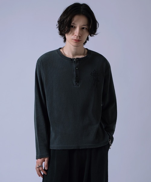improves(インプローブス)の「クロス 刺しゅう ワッフル ロンT(Tシャツ/カットソー・メンズ・チャコール/ブラック/グレー・LARGE/MEDIUM)」の12枚目の写真