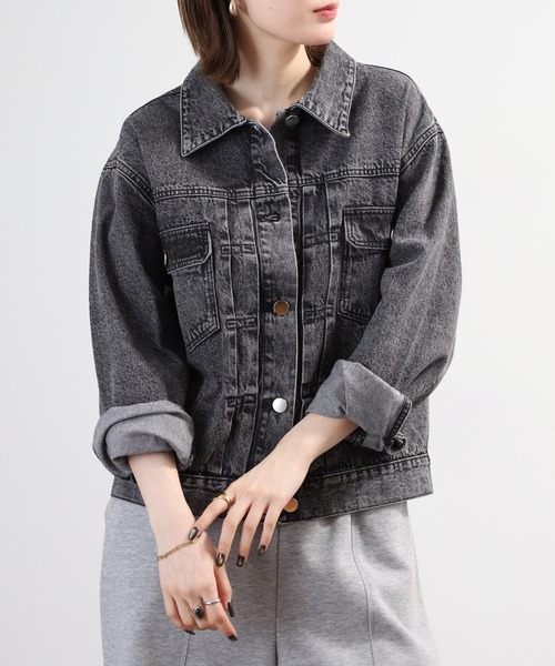 mitis(ミティス)の「mitis 10oz デニム タック ジャケット Gジャン デニムジャケット(デニムジャケット・レディース・ライトブルー/ブラック/インディゴブルー・M)」の1枚目の写真