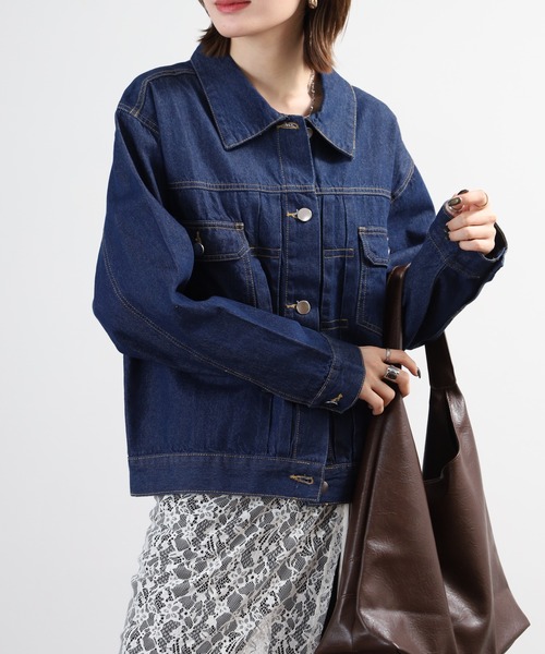 mitis(ミティス)の「mitis 10oz デニム タック ジャケット Gジャン デニムジャケット(デニムジャケット・レディース・ライトブルー/ブラック/インディゴブルー・M)」の9枚目の写真