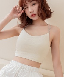 tu-hacci（ツーハッチ）の「《楽盛りブラトップ》ブラモネ リブクロップド丈3wayストラップ（キャミソール）」