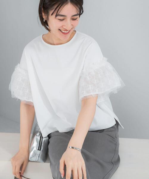 URBAN RESEARCH ROSSO WOMEN(アーバンリサーチ ロッソ)の「チュールドッキングTEEブラウス(Tシャツ/カットソー・レディース・ブラック/ホワイト・FREE)」の2枚目の写真