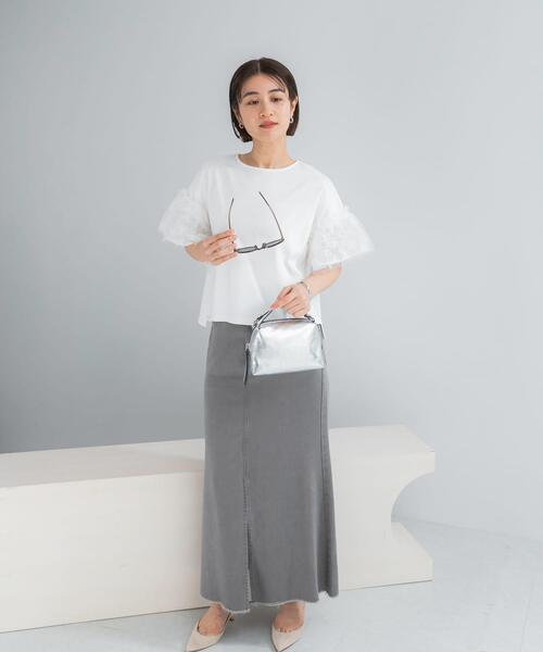 URBAN RESEARCH ROSSO WOMEN(アーバンリサーチ ロッソ)の「チュールドッキングTEEブラウス(Tシャツ/カットソー・レディース・ブラック/ホワイト・FREE)」の22枚目の写真