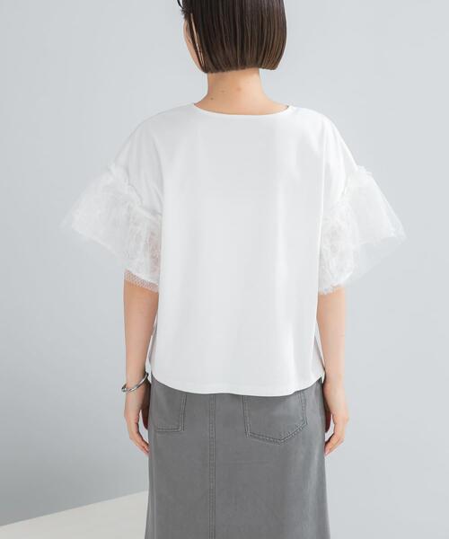 URBAN RESEARCH ROSSO WOMEN(アーバンリサーチ ロッソ)の「チュールドッキングTEEブラウス(Tシャツ/カットソー・レディース・ブラック/ホワイト・FREE)」の6枚目の写真