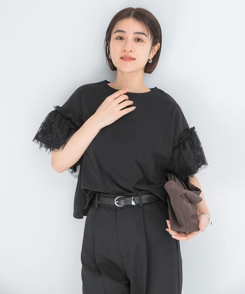 URBAN RESEARCH ROSSO WOMEN(アーバンリサーチ ロッソ)の「チュールドッキングTEEブラウス(Tシャツ/カットソー・レディース・ブラック/ホワイト・FREE)」の10枚目の写真