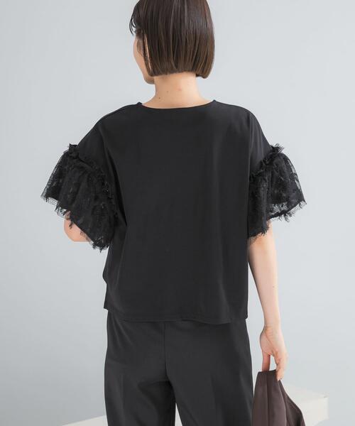 URBAN RESEARCH ROSSO WOMEN(アーバンリサーチ ロッソ)の「チュールドッキングTEEブラウス(Tシャツ/カットソー・レディース・ブラック/ホワイト・FREE)」の11枚目の写真