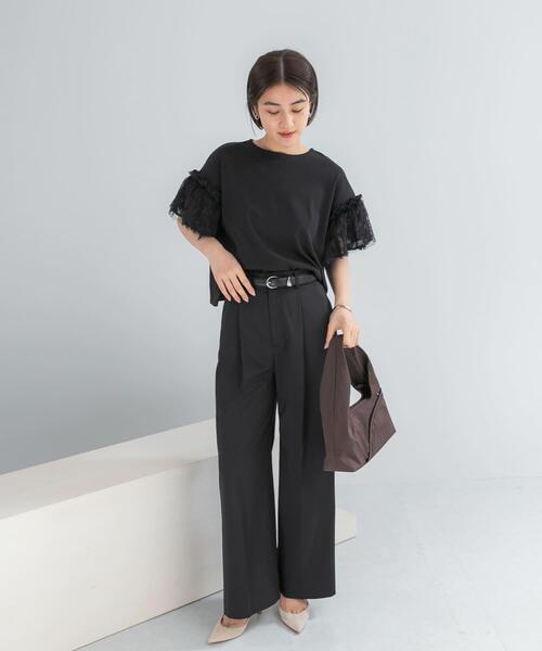 URBAN RESEARCH ROSSO WOMEN(アーバンリサーチ ロッソ)の「チュールドッキングTEEブラウス(Tシャツ/カットソー・レディース・ブラック/ホワイト・FREE)」の12枚目の写真