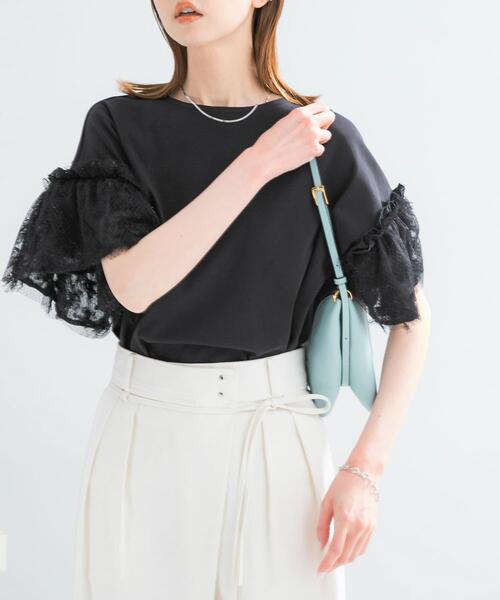 URBAN RESEARCH ROSSO WOMEN(アーバンリサーチ ロッソ)の「チュールドッキングTEEブラウス(Tシャツ/カットソー・レディース・ブラック/ホワイト・FREE)」の13枚目の写真
