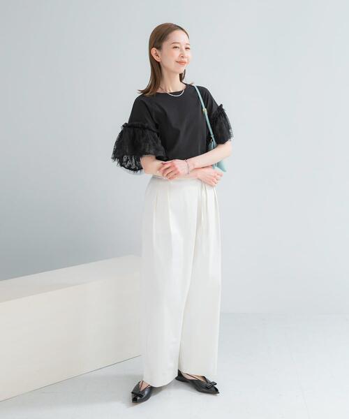 URBAN RESEARCH ROSSO WOMEN(アーバンリサーチ ロッソ)の「チュールドッキングTEEブラウス(Tシャツ/カットソー・レディース・ブラック/ホワイト・FREE)」の14枚目の写真