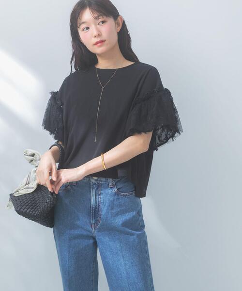URBAN RESEARCH ROSSO WOMEN(アーバンリサーチ ロッソ)の「チュールドッキングTEEブラウス(Tシャツ/カットソー・レディース・ブラック/ホワイト・FREE)」の15枚目の写真