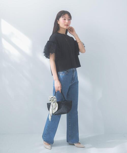 URBAN RESEARCH ROSSO WOMEN(アーバンリサーチ ロッソ)の「チュールドッキングTEEブラウス(Tシャツ/カットソー・レディース・ブラック/ホワイト・FREE)」の16枚目の写真
