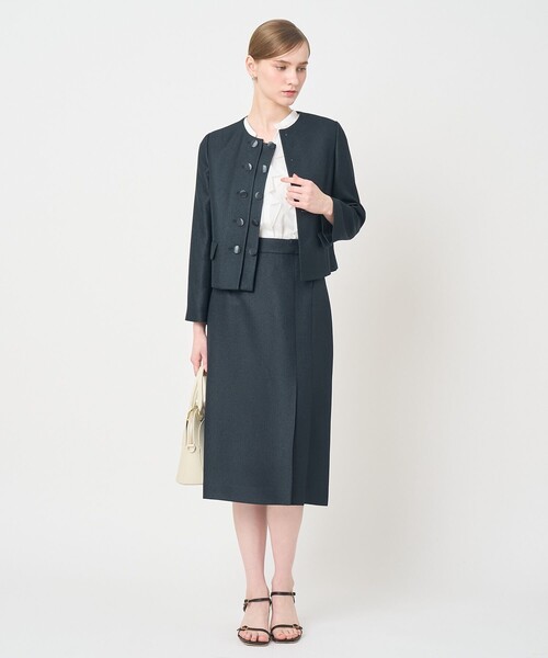 ANAYI(アナイ)の「バスケットノーカラーダブルジャケット〈セットアップ対応商品〉(ノーカラージャケット・レディース・ネイビー/ベージュ/ホワイト/モカ/ブラック/クリーム・38/36)」の17枚目の写真
