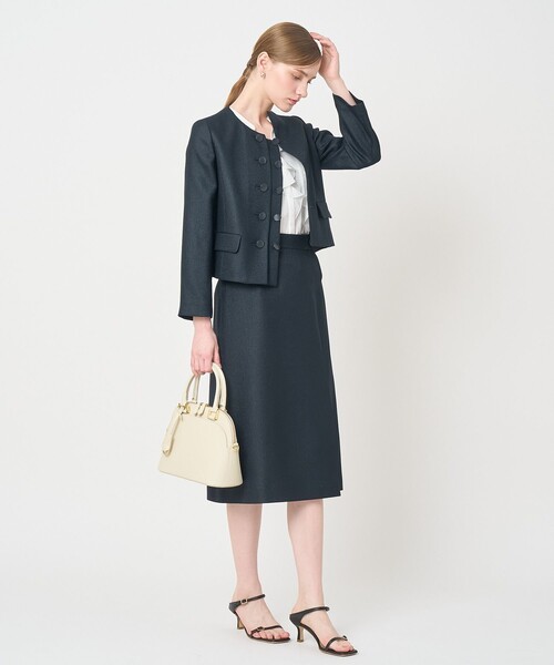 ANAYI(アナイ)の「バスケットノーカラーダブルジャケット〈セットアップ対応商品〉(ノーカラージャケット・レディース・ネイビー/ベージュ/ホワイト/モカ/ブラック/クリーム・38/36)」の18枚目の写真