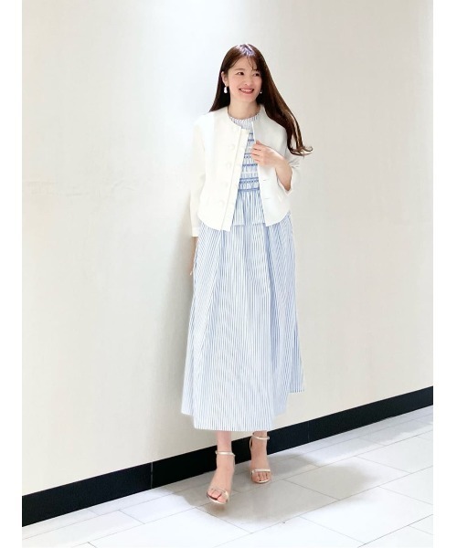 ANAYI(アナイ)の「バスケットノーカラーダブルジャケット〈セットアップ対応商品〉(ノーカラージャケット・レディース・ネイビー/ベージュ/ホワイト/モカ/ブラック/クリーム・38/36)」の8枚目の写真
