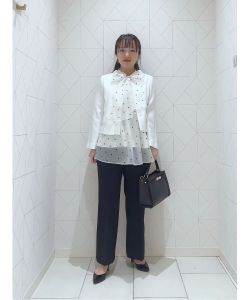 ANAYI(アナイ)の「バスケットノーカラーダブルジャケット〈セットアップ対応商品〉(ノーカラージャケット・レディース・ネイビー/ベージュ/ホワイト/モカ/ブラック/クリーム・38/36)」の9枚目の写真