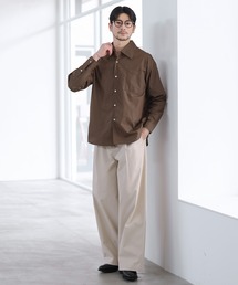 LIL VENDARS（リルヴェンダース）の「Buyer's Select 【セットアップ 3点セット】綿タッチ長袖オープンカラーシャツ+UネックTシャツ+ライトツイルスラックス（セットアップ）」