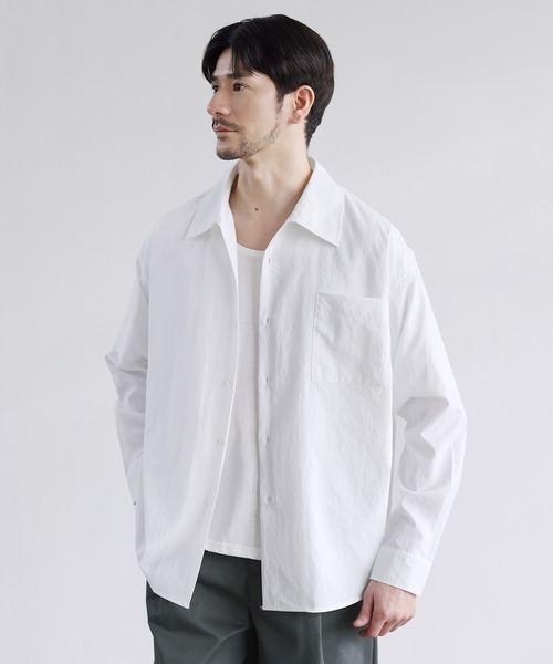 LIL VENDARS（リルヴェンダース）の「Buyer's Select/【セットアップ 3点セット】綿タッチ長袖オープンカラーシャツ+UネックTシャツ+ライトツイルスラックス（セットアップ・メンズ・ブルー/ホワイト/ブラウン/チャコール・S/M/L/XL）」の5枚目の写真