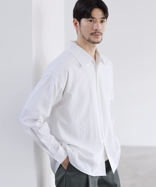 LIL VENDARS（リルヴェンダース）の「Buyer's Select/【セットアップ 3点セット】綿タッチ長袖オープンカラーシャツ+UネックTシャツ+ライトツイルスラックス（セットアップ・メンズ・ブルー/ホワイト/ブラウン/チャコール・S/M/L/XL）」の6枚目の写真