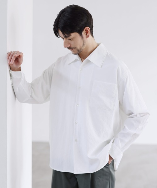 LIL VENDARS（リルヴェンダース）の「Buyer's Select/【セットアップ 3点セット】綿タッチ長袖オープンカラーシャツ+UネックTシャツ+ライトツイルスラックス（セットアップ・メンズ・ブルー/ホワイト/ブラウン/チャコール・S/M/L/XL）」の7枚目の写真