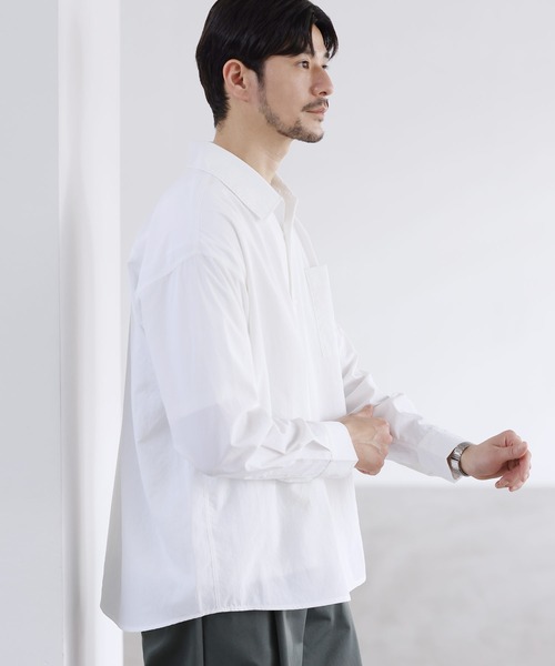 LIL VENDARS（リルヴェンダース）の「Buyer's Select/【セットアップ 3点セット】綿タッチ長袖オープンカラーシャツ+UネックTシャツ+ライトツイルスラックス（セットアップ・メンズ・ブルー/ホワイト/ブラウン/チャコール・S/M/L/XL）」の8枚目の写真