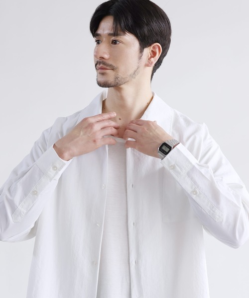 LIL VENDARS（リルヴェンダース）の「Buyer's Select/【セットアップ 3点セット】綿タッチ長袖オープンカラーシャツ+UネックTシャツ+ライトツイルスラックス（セットアップ・メンズ・ブルー/ホワイト/ブラウン/チャコール・S/M/L/XL）」の9枚目の写真