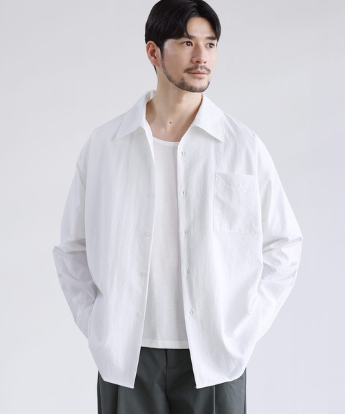 LIL VENDARS（リルヴェンダース）の「Buyer's Select/【セットアップ 3点セット】綿タッチ長袖オープンカラーシャツ+UネックTシャツ+ライトツイルスラックス（セットアップ・メンズ・ブルー/ホワイト/ブラウン/チャコール・S/M/L/XL）」の10枚目の写真