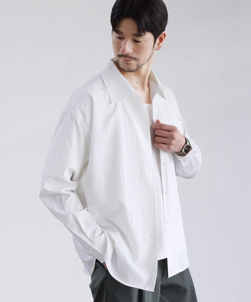 LIL VENDARS（リルヴェンダース）の「Buyer's Select/【セットアップ 3点セット】綿タッチ長袖オープンカラーシャツ+UネックTシャツ+ライトツイルスラックス（セットアップ・メンズ・ブルー/ホワイト/ブラウン/チャコール・S/M/L/XL）」の11枚目の写真