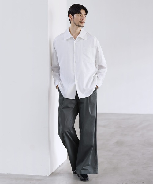 LIL VENDARS（リルヴェンダース）の「Buyer's Select/【セットアップ 3点セット】綿タッチ長袖オープンカラーシャツ+UネックTシャツ+ライトツイルスラックス（セットアップ・メンズ・ブルー/ホワイト/ブラウン/チャコール・S/M/L/XL）」の18枚目の写真