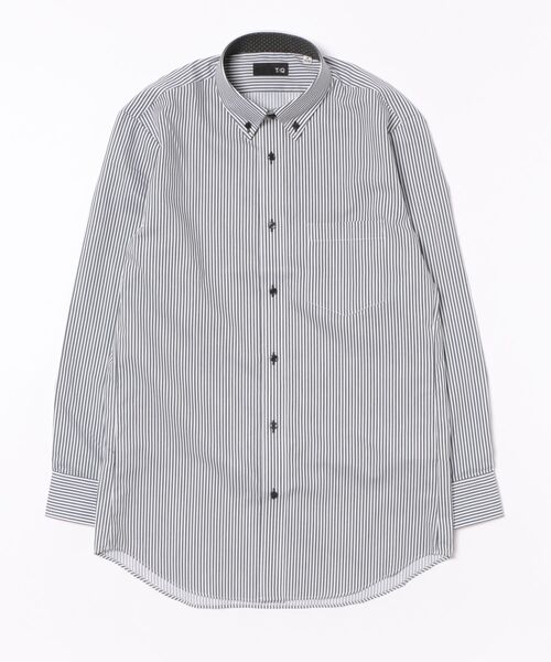 TAKA-Q（タカキュー）の「ワイシャツ メンズ 透け防止 遮熱 UVカット イージーアイロン 綿混 ボタンダウン 長袖 ビジネス ドレス NEWスタンダードフィット（ビジネスシャツ・メンズ・ホワイト×ブラック・首回り39cm-裄丈80cm/首回り39cm-裄丈84cm/首回り41cm-裄丈82cm/首回り41cm-裄丈86cm/首回り43cm-裄丈82cm/首回り43cm-裄丈86cm/首回り37cm-裄丈80cm/首回り45cm-裄丈86cm）」の6枚目の写真