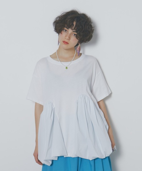 manana suerte(マニャーナスエルテ)の「切替バルーンTシャツ(Tシャツ/カットソー・レディース・グリーン/ホワイト・FREE)」の2枚目の写真