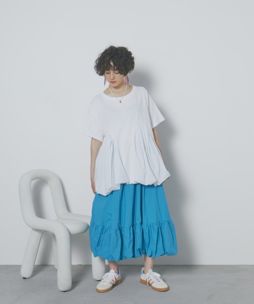 manana suerte(マニャーナスエルテ)の「切替バルーンTシャツ(Tシャツ/カットソー・レディース・グリーン/ホワイト・FREE)」の15枚目の写真