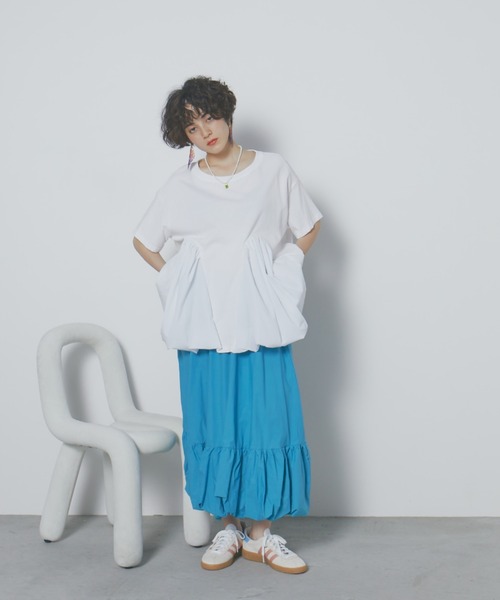 manana suerte(マニャーナスエルテ)の「切替バルーンTシャツ(Tシャツ/カットソー・レディース・グリーン/ホワイト・FREE)」の16枚目の写真