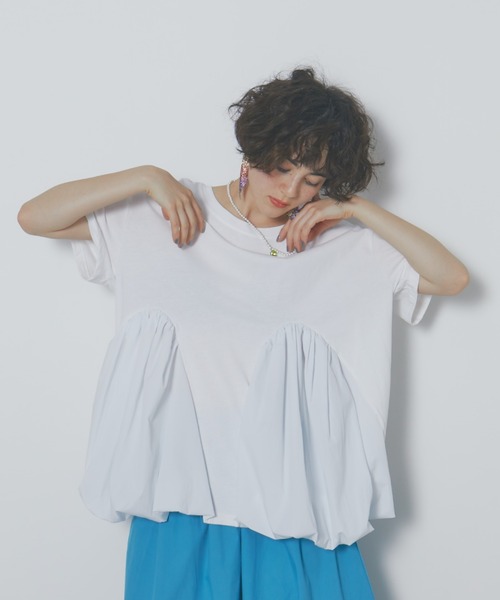 manana suerte(マニャーナスエルテ)の「切替バルーンTシャツ(Tシャツ/カットソー・レディース・グリーン/ホワイト・FREE)」の9枚目の写真