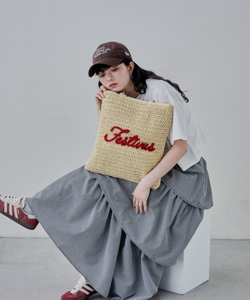 etoll.(エトル)の「サガラ刺繍ペーパートートバッグ(かごバッグ・レディース・ライトベージュ/ベージュ/グレー・FREE)」の14枚目の写真