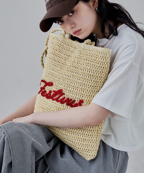 etoll.(エトル)の「サガラ刺繍ペーパートートバッグ(かごバッグ・レディース・ライトベージュ/ベージュ/グレー・FREE)」の15枚目の写真