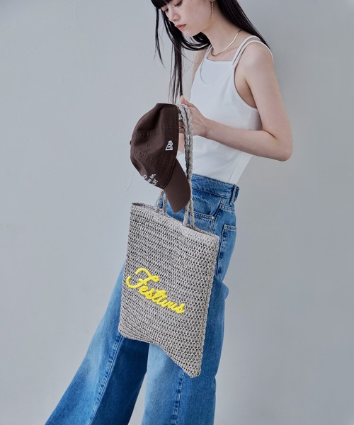 etoll.(エトル)の「サガラ刺繍ペーパートートバッグ(かごバッグ・レディース・ライトベージュ/ベージュ/グレー・FREE)」の21枚目の写真