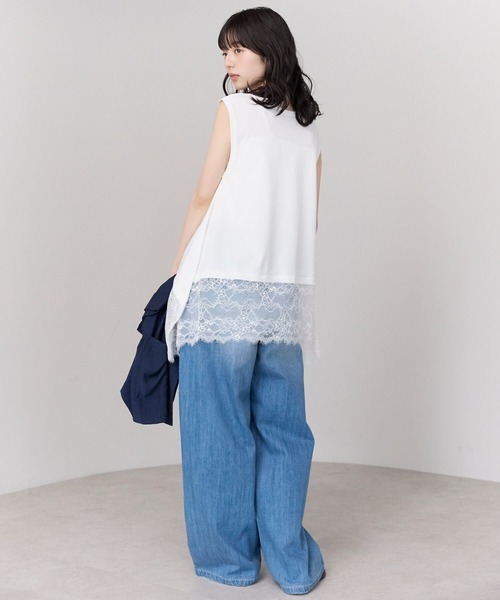 pocket(ポケット)の「裾レースドッキングノースリプルオーバー(Tシャツ/カットソー・レディース・ブラック/オフホワイト・FREE)」の10枚目の写真