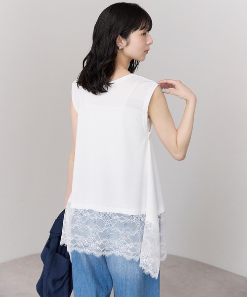 pocket(ポケット)の「裾レースドッキングノースリプルオーバー(Tシャツ/カットソー・レディース・ブラック/オフホワイト・FREE)」の11枚目の写真