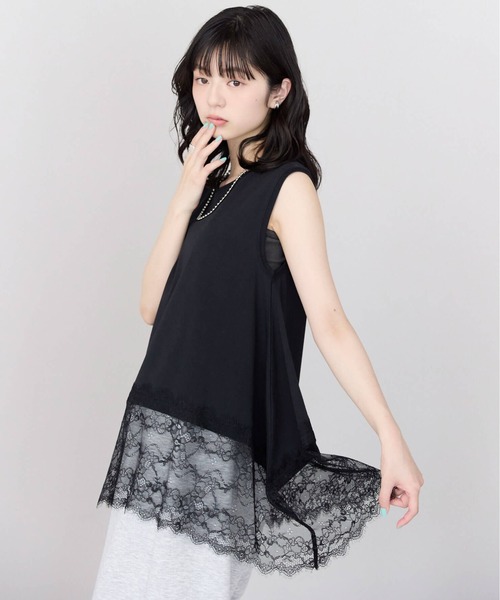 pocket(ポケット)の「裾レースドッキングノースリプルオーバー(Tシャツ/カットソー・レディース・ブラック/オフホワイト・FREE)」の20枚目の写真