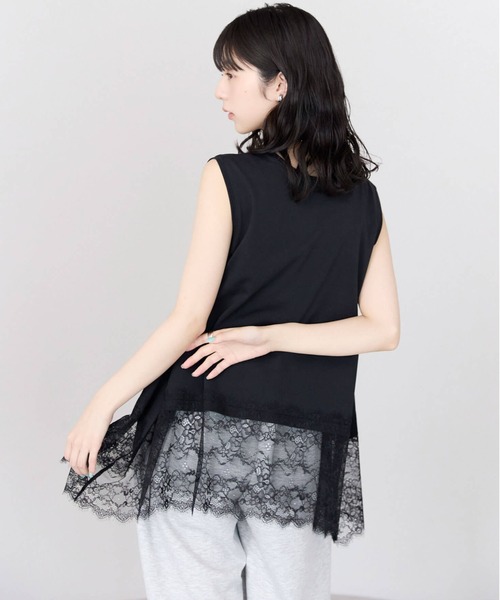 pocket(ポケット)の「裾レースドッキングノースリプルオーバー(Tシャツ/カットソー・レディース・ブラック/オフホワイト・FREE)」の21枚目の写真