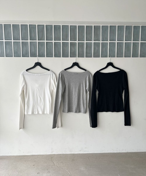 4INT.(フォイント)の「フロントリボン スクエア 長袖 Tシャツ(Tシャツ/カットソー・レディース・ブラック/グレー/ホワイト・FREE)」の6枚目の写真