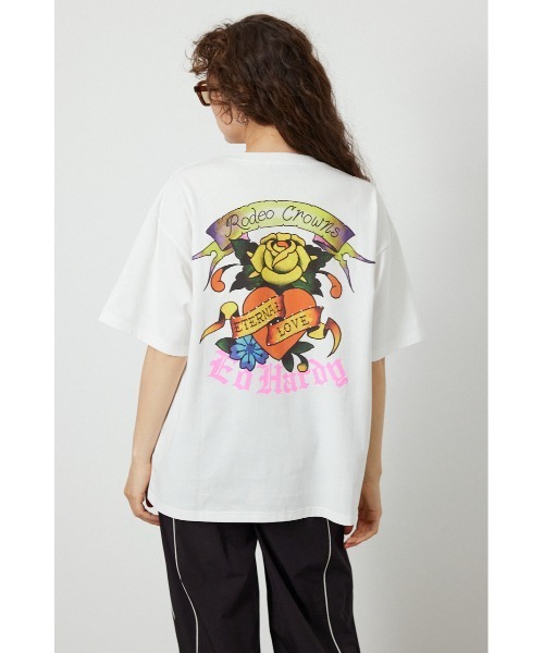 RODEO CROWNS WIDE BOWL(ロデオクラウンズワイドボウル)の「(Ed Hardy) ETERNAL LOVE Tシャツ(Tシャツ/カットソー・レディース・オフホワイト/ブラック・MEDIUM/LARGE)」の1枚目の写真