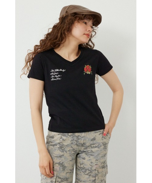 RODEO CROWNS WIDE BOWL(ロデオクラウンズワイドボウル)の「(Ed Hardy) ETERNAL LOVE Tシャツ(Tシャツ/カットソー・レディース・オフホワイト/ブラック・MEDIUM/LARGE)」の8枚目の写真