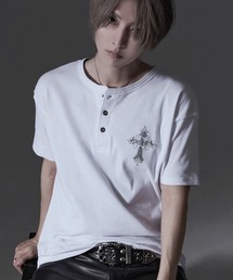 RUDOL（ルドル）の「『RUDOL/ルドル』ラインストーンデザインテレコヘンリーネックTシャツ（Tシャツ/カットソー）」