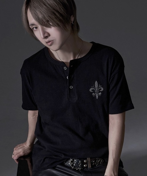 RUDOL(ルドル)の「『RUDOL/ルドル』ラインストーンデザインテレコヘンリーネックTシャツ(Tシャツ/カットソー・メンズ・ブラック系2/ブラック系1/ホワイト系2/ホワイト系1・L/M)」の10枚目の写真