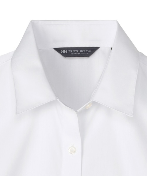 TOKYO SHIRTS(トウキョウシャツ)の「【透け防止】 形態安定ノンアイロン レギュラー 半袖ビジネスワイシャツ 白無地(ビジネスシャツ・レディース・ホワイト・L/S/XL/LL/M)」の3枚目の写真